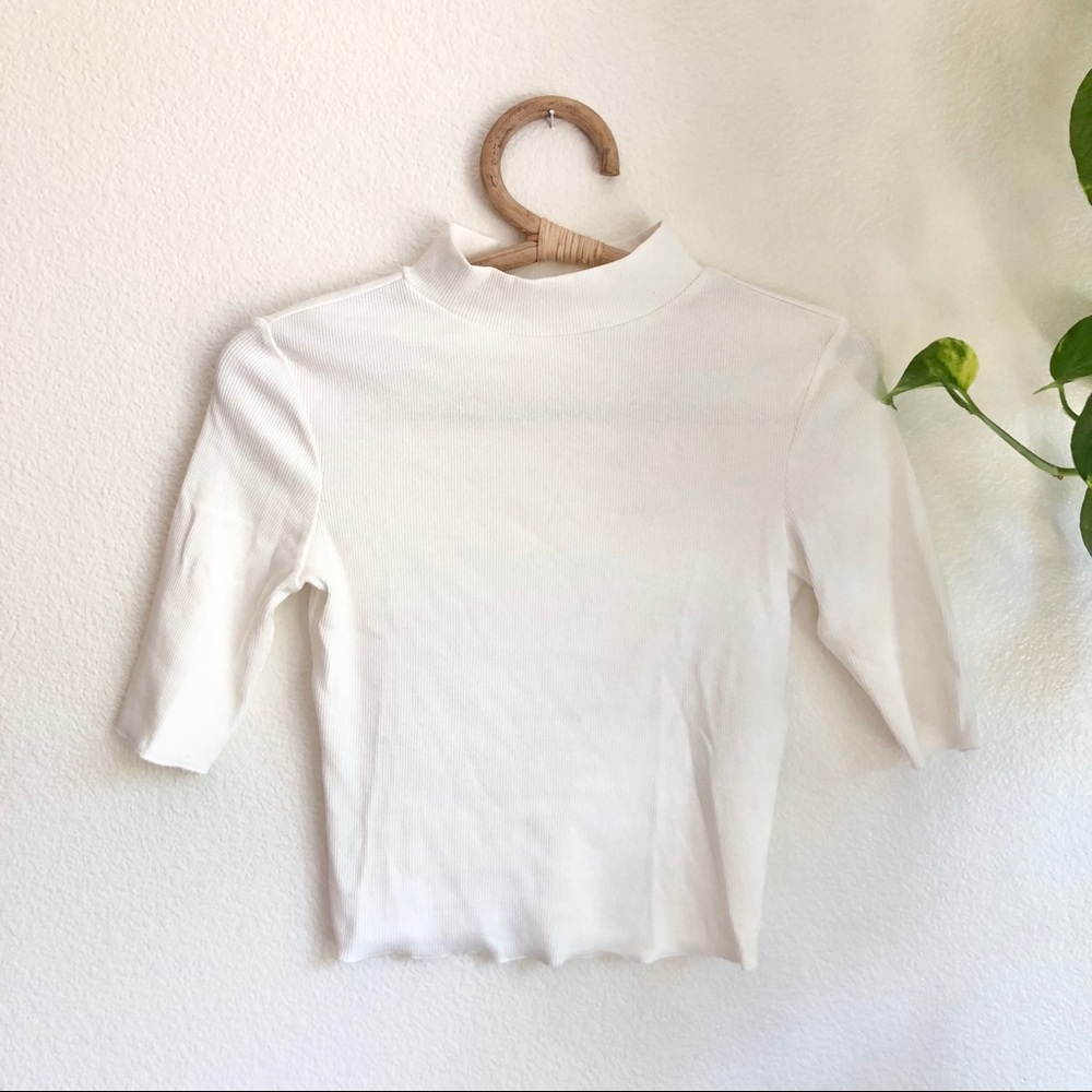 Zara Ribbed Mock Neck Top